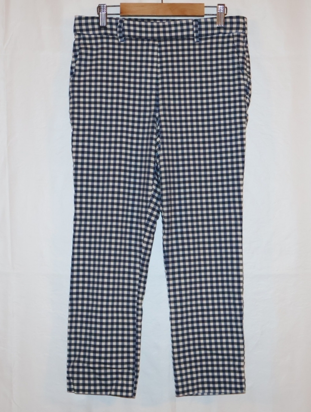 Jules & Leopold Blue and White Gingham Checkered Ankle Pants. Small Petite.